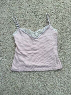 Abercrombie & Fitch Lace-Trim Ribbed Cami - Light Pink